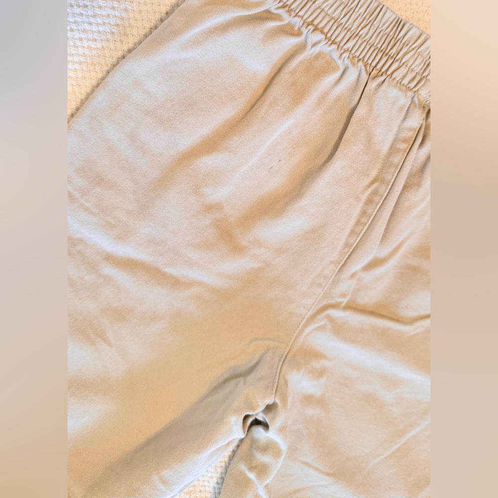 POLO by RALPH LAUREN Boys Kids Khaki Tan Elastic Pull-up Shorts w Blue Logo - Picture 7 of 9